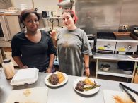 Culinary class steak tips and asparagus